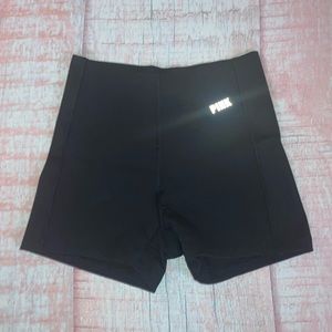 VS PINK- Compression Shorts- Solid Black w/ Sm Silver Logo, Sz: Lrg, NWT